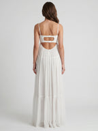 Ivory Chiffon A-Line Square Neck Backless Floor-Length Bridesmaid Dress - Curvevia