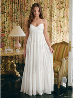 Ivory Chiffon A-Line Square Neck Backless Floor-Length Bridesmaid Dress - Curvevia