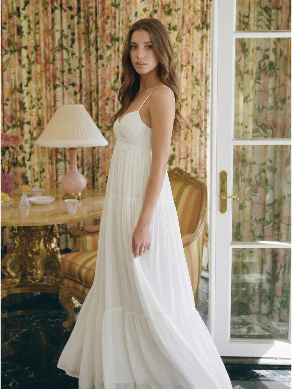 Ivory Chiffon A-Line Square Neck Backless Floor-Length Bridesmaid Dress - Curvevia