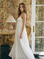 Ivory Chiffon A-Line Square Neck Backless Floor-Length Bridesmaid Dress - Curvevia