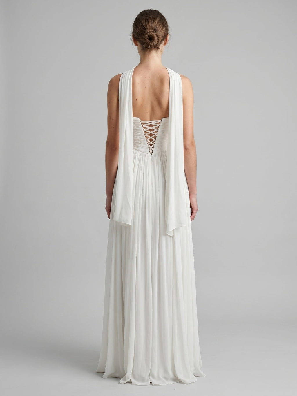 Ivory Chiffon A-Line Sweetheart Criss-Cross Bridesmaid Dress with Pleats - Curvevia
