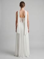 Ivory Chiffon A-Line Sweetheart Criss-Cross Bridesmaid Dress with Pleats - Curvevia