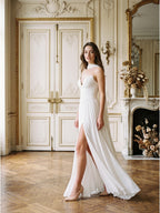 Ivory Chiffon A-Line Sweetheart Criss-Cross Bridesmaid Dress with Pleats - Curvevia