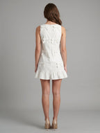 Ivory Chiffon Column V-Neck Back Zip Knee-Length Bridesmaid Dress with Bow - Curvevia