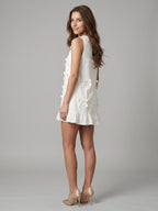 Ivory Chiffon Column V-Neck Back Zip Knee-Length Bridesmaid Dress with Bow - Curvevia