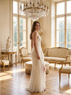 Ivory Chiffon Mermaid Halter neckline Back Zip Floor-Length Ruffle Bridesmaid Dress - Curvevia