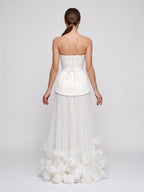 Crepe A-Line Straight Neck Lace-up Floor-Length Dress - Curvevia