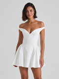 Ivory Matte Satin A-Line Sweetheart Back Zip Short Dress - Curvevia