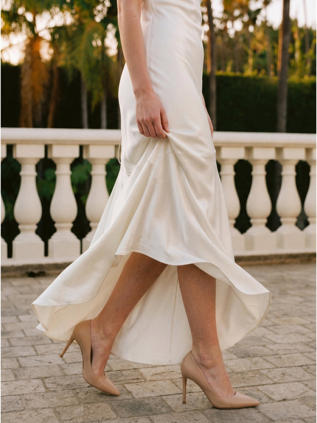 Ivory Satin Mermaid Square Neck Backless Floor-Length Pleated Bridesmaid Dress - Curvevia