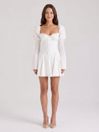 Ivory Stretch Knit A-Line Sweetheart Back Zip Knee-Length Pleated Bridesmaid Dress - Curvevia