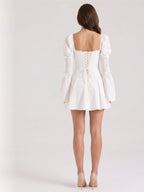Ivory Stretch Knit A-Line Sweetheart Back Zip Knee-Length Pleated Bridesmaid Dress - Curvevia