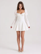 Ivory Stretch Knit A-Line Sweetheart Back Zip Knee-Length Pleated Bridesmaid Dress - Curvevia