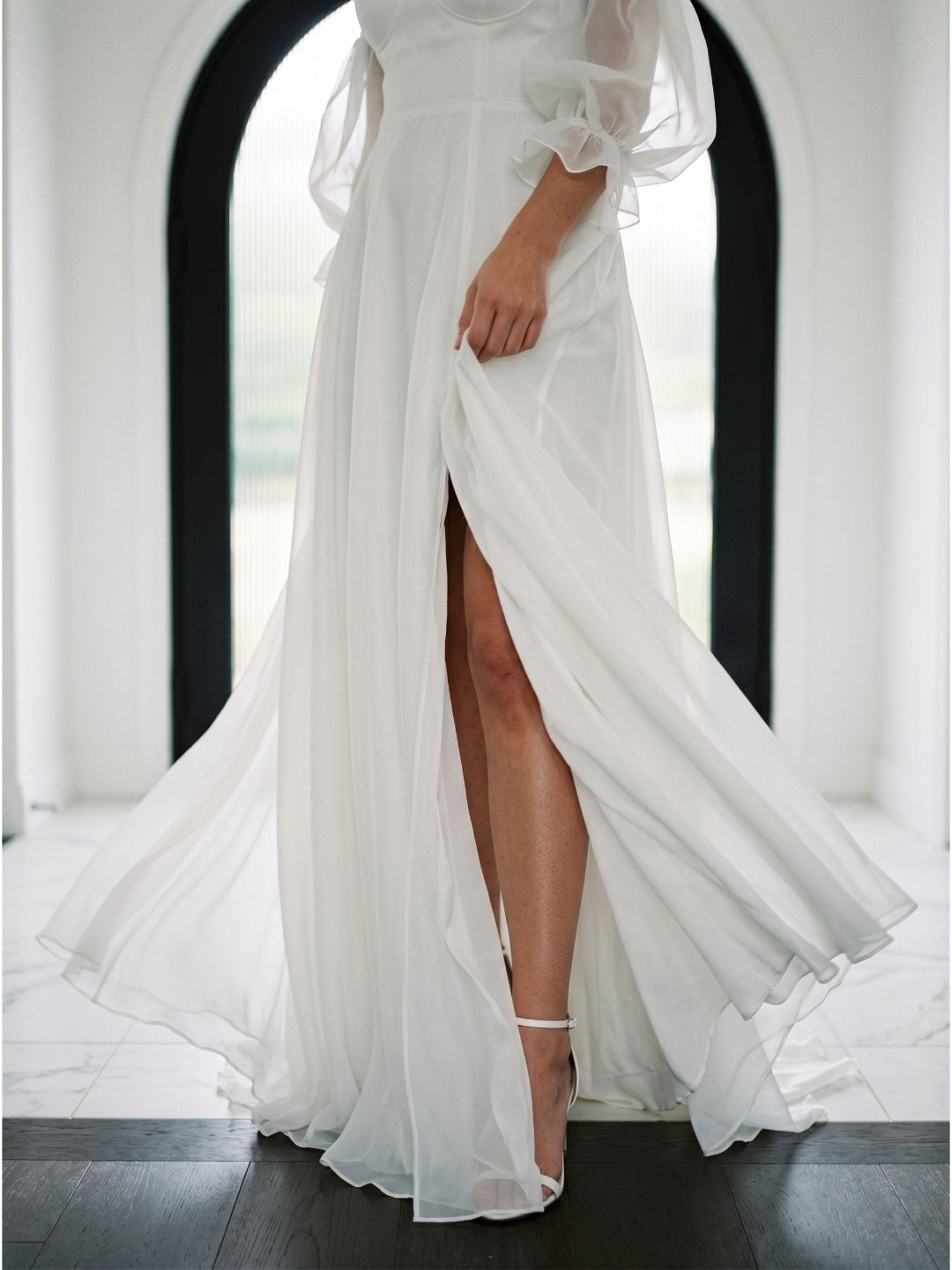 Ivory Tulle A-Line Off-the-Shoulder Backless Floor-Length Bridesmaid Dress - Curvevia