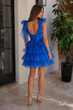 Trendy A-Line Tiered Homecoming Dress with Bow - Curvevia