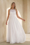 Elegant Bohemian Sleeveless Long A Line Chiffon Wedding Dresses - Curvevia