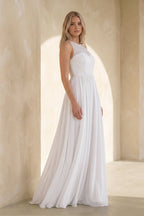 Elegant Bohemian Sleeveless Long A Line Chiffon Wedding Dresses - Curvevia