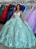 Sage Strapless Tulle Sleeveless Quinceanera Dress - Curvevia