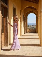 Lavender Chiffon Column One Shoulder Backless Floor-Length Bridesmaid Dress - Curvevia