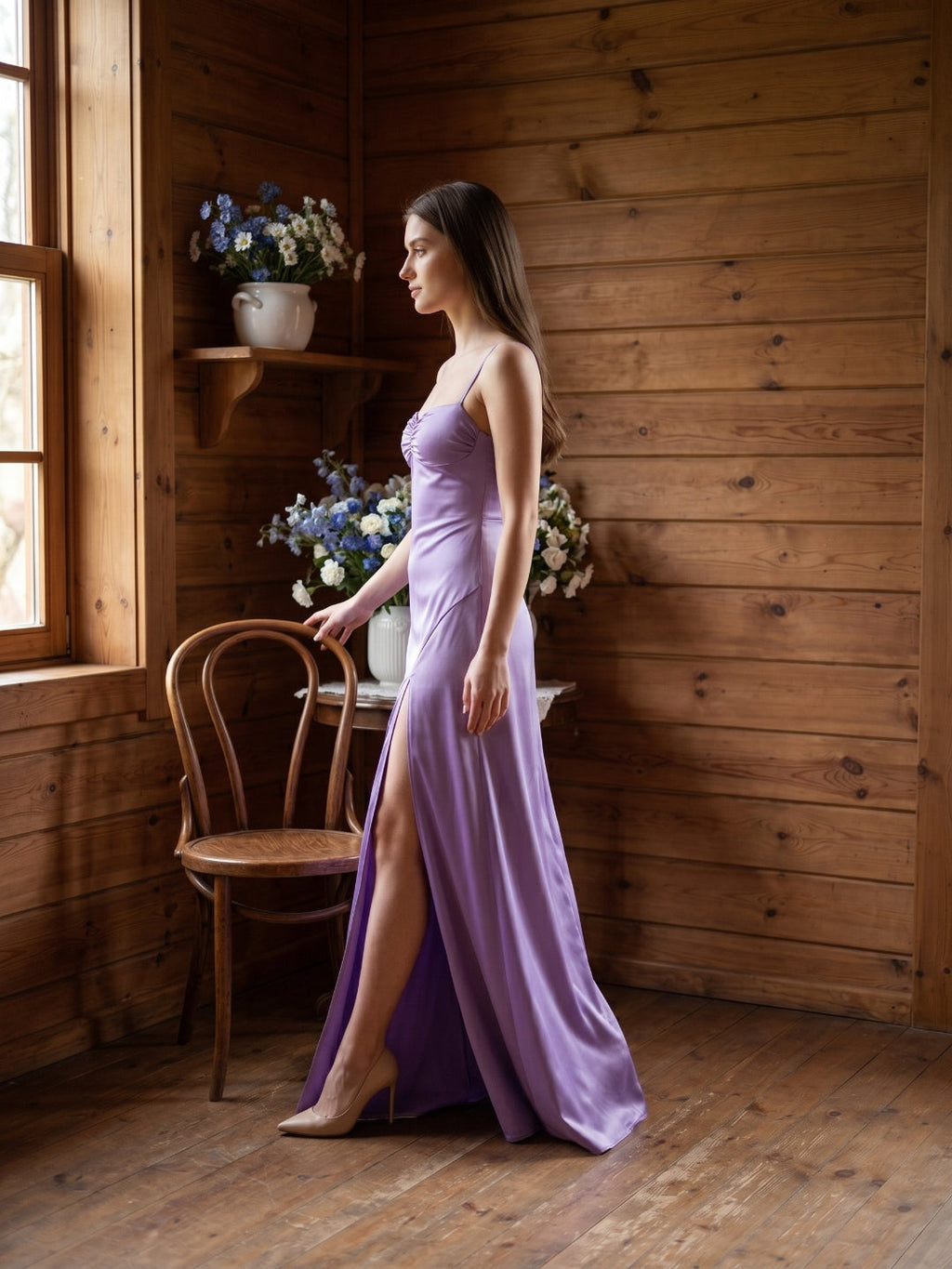 Mauve Satin Column Sweetheart Back Zip Floor-Length Bridesmaid Dress - Curvevia