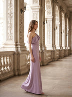 Lavender Stretch Knit Trumpet One Shoulder Side Zip Floor-Length Bridesmaid Dress - Curvevia