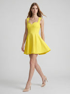 Lemon Stretch Knit A-Line Sweetheart Backless Knee-Length Bridesmaid Dress - Curvevia