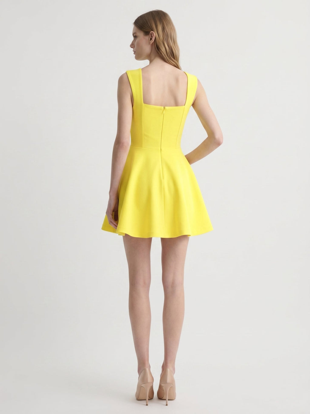 Lemon Stretch Knit A-Line Sweetheart Backless Knee-Length Bridesmaid Dress - Curvevia