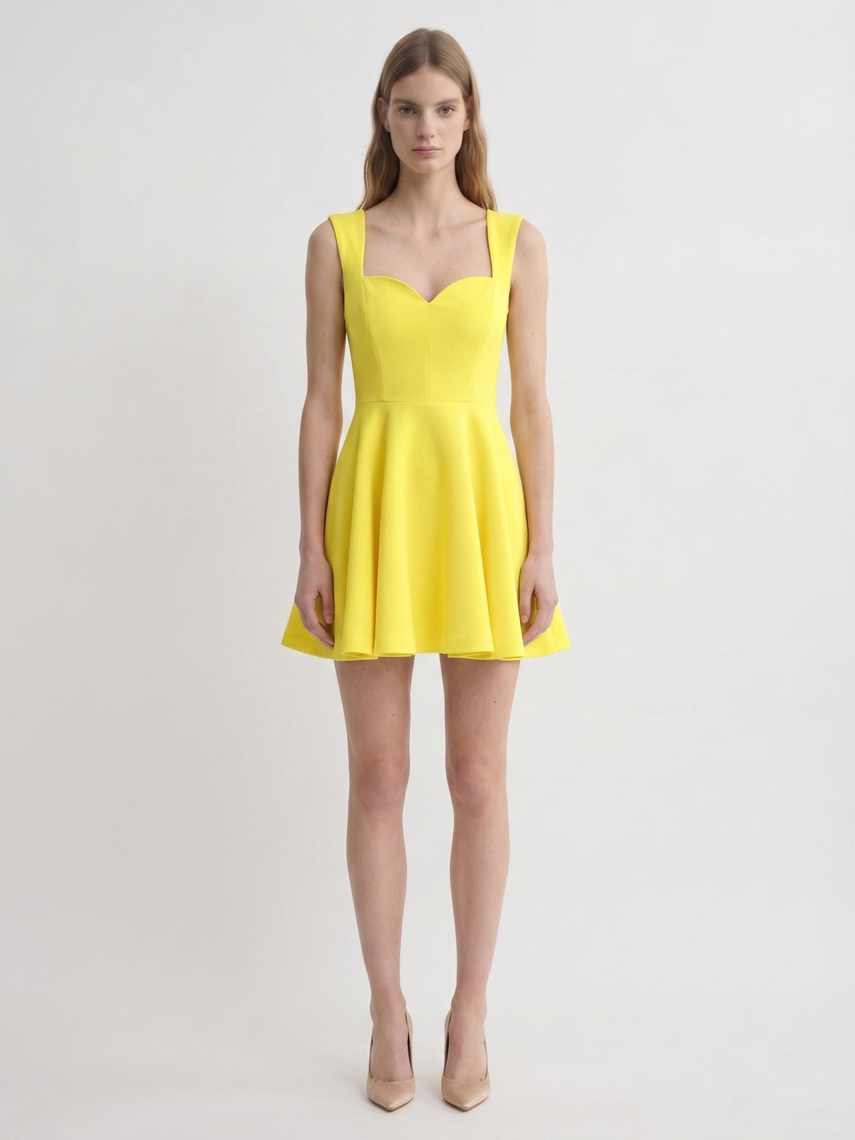 Lemon Stretch Knit A-Line Sweetheart Backless Knee-Length Bridesmaid Dress - Curvevia