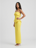 Lemon Stretch Knit Column Halter Backless Ankle-Length Bridesmaid Dress - Curvevia