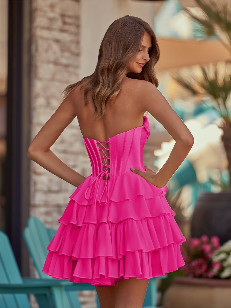 Yellow A-Line Sweetheart Corset Ruffle Homecoming Dress With Applique - Curvevia