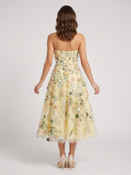 Mauve Floral Tulle A-Line Sweetheart Zipper Back Midi Dress - Curvevia