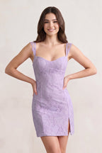 Sky Blue Scoop Neck Sheath Lace Short Homecoming Dress With Slit - Curvevia