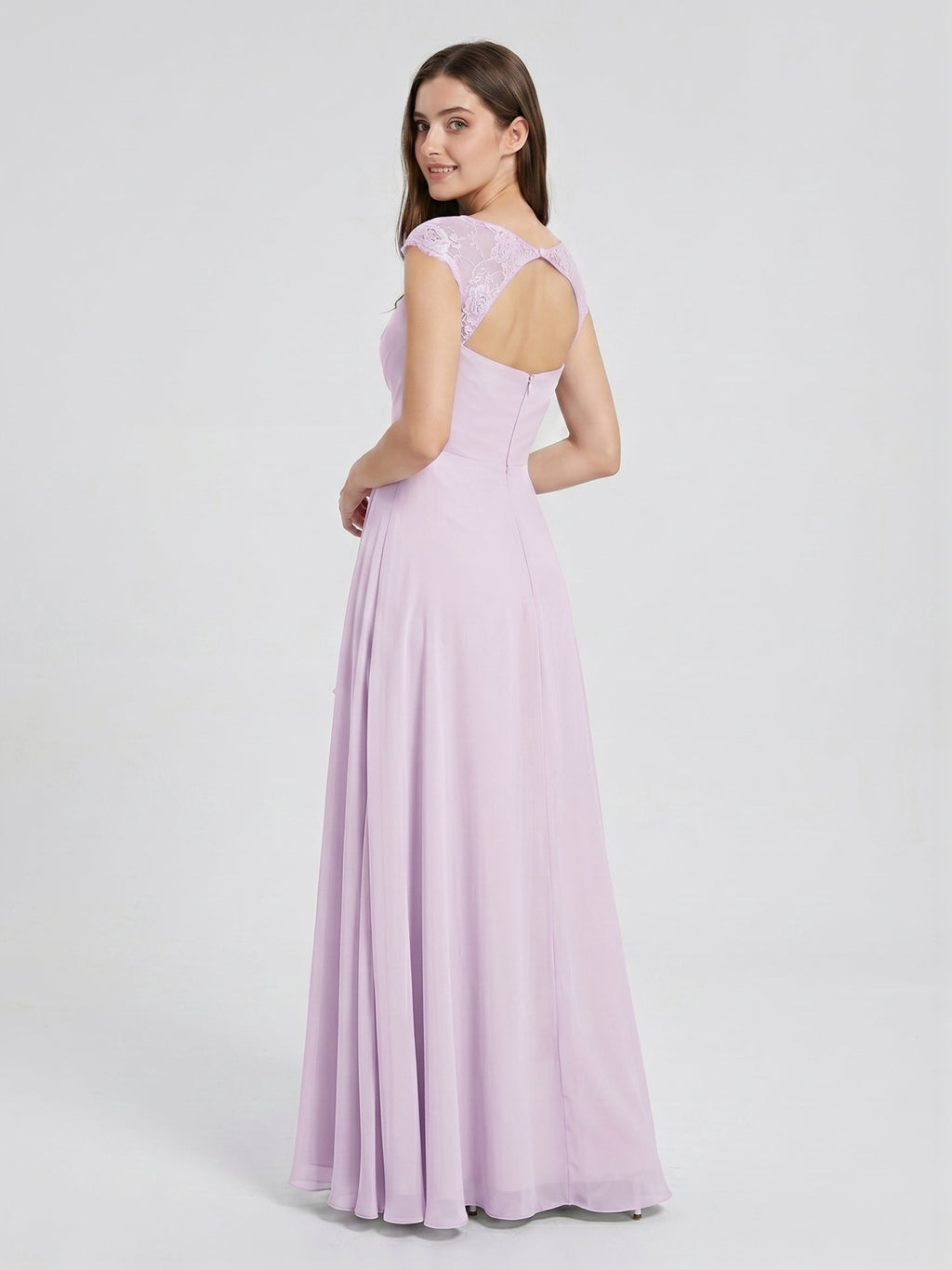Lilac Chiffon A-Line Sweetheart Back Zip Floor-Length Bridesmaid Dress - Curvevia