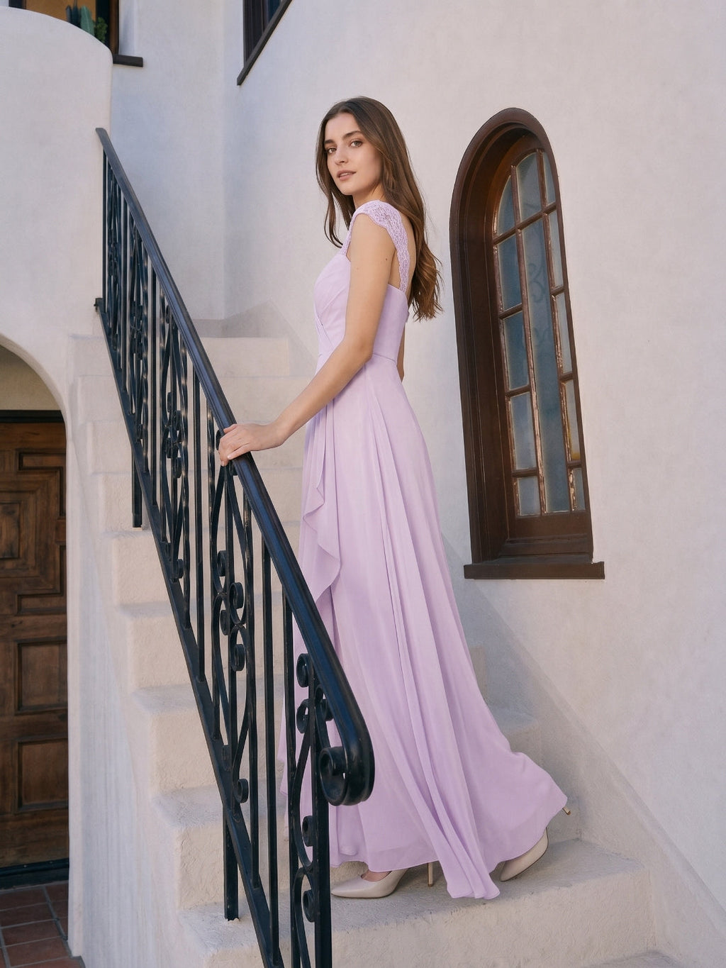 Lilac Chiffon A-Line Sweetheart Back Zip Floor-Length Bridesmaid Dress - Curvevia