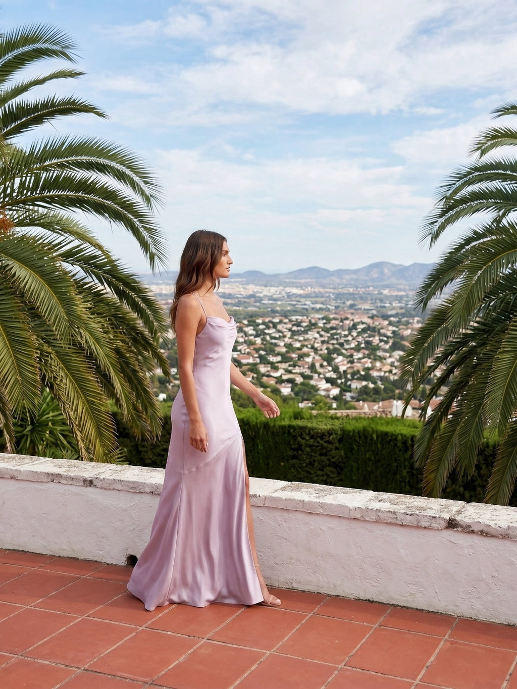 Lilac Matte Satin Trumpet Straight Neck Backless Ankle-Length Bridesmaid Dress - Curvevia