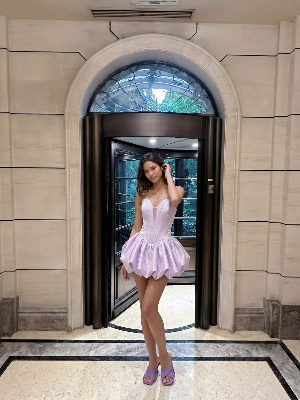 Lilac Satin A-Line Sweetheart Backless Short Homecoming Dress with Pleating - Curvevia