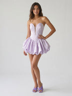 Lilac Satin A-Line Sweetheart Backless Short Homecoming Dress with Pleating - Curvevia