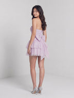 Lilac Tulle A-Line Sweetheart Backless Short Homecoming Dress with Pleating - Curvevia