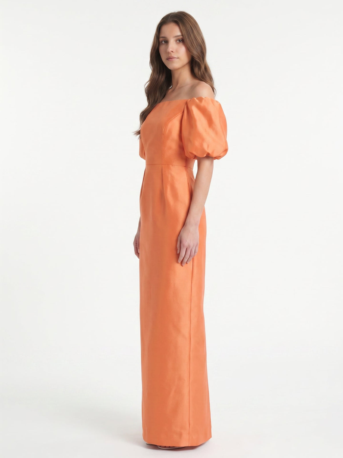 Luminous Orange Satin Sheath Straight Neck Backless Floor-Length Bridesmaid Dress with Pockets - Curvevia