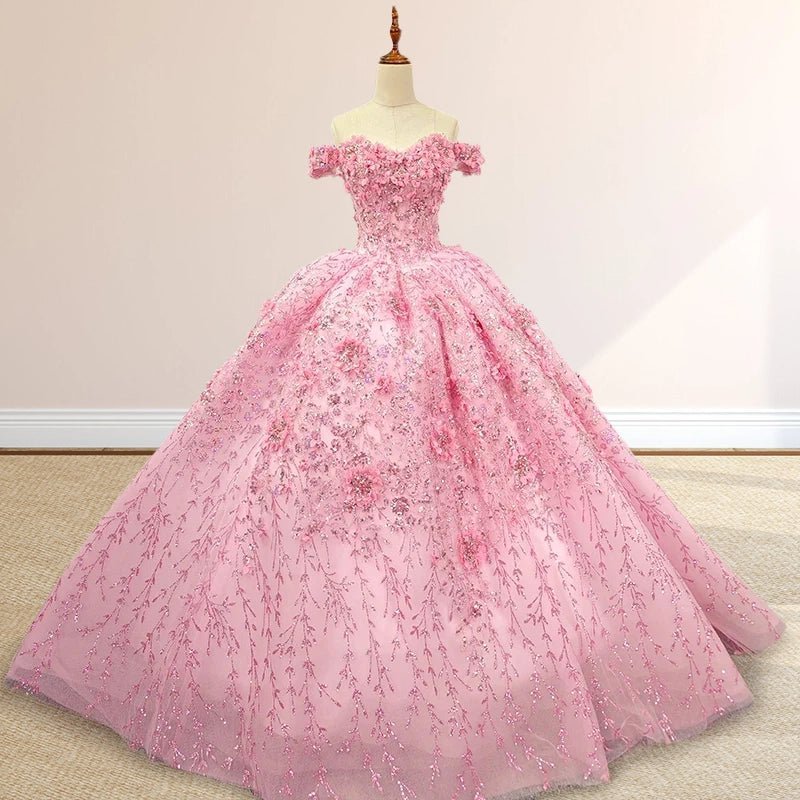 A Line Appliques Off the Shoulder Sweet Quinceanera Dresses with Beading - Curvevia
