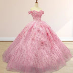 A Line Appliques Off the Shoulder Sweet Quinceanera Dresses with Beading - Curvevia