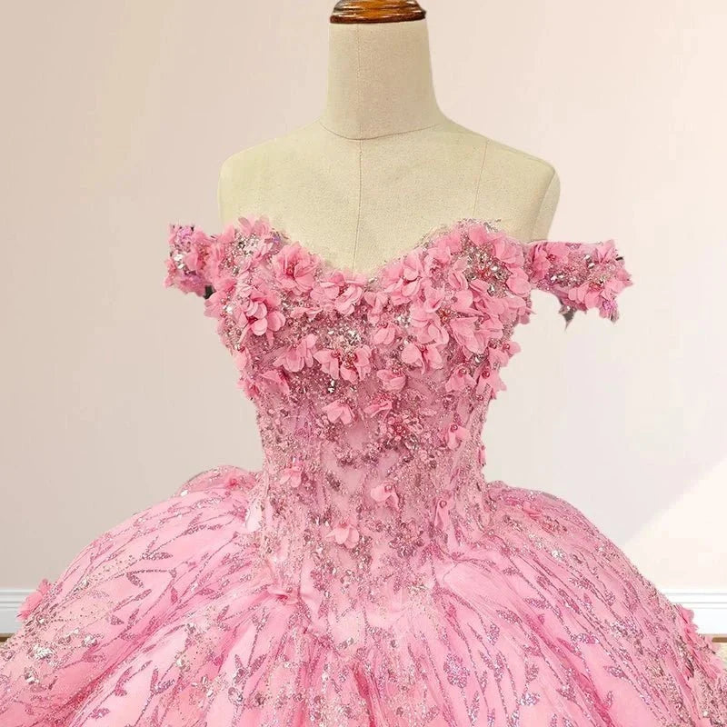A Line Appliques Off the Shoulder Sweet Quinceanera Dresses with Beading - Curvevia