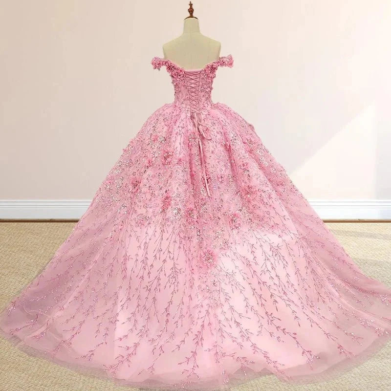 A Line Appliques Off the Shoulder Sweet Quinceanera Dresses with Beading - Curvevia