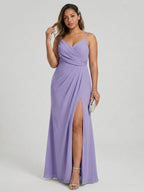 Simple Mauve Chiffon A-Line Sweetheart Backless with Ruffle Accents Ankle-Length Bridesmaid Dress - Curvevia