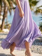 Mauve Lace A-Line Scoop Neck Back Zip Floor-Length Bridesmaid Dress with Pockets - Curvevia