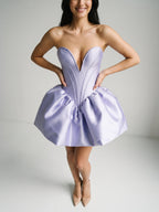 Mauve Satin A-Line Sweetheart Backless Short Homecoming Dress with Pleating - Curvevia