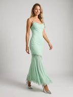 Mint Green Lace Mermaid Sweetheart Side Zip Ankle-Length Evening Dress - Curvevia