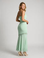 Mint Green Lace Mermaid Sweetheart Side Zip Ankle-Length Evening Dress - Curvevia