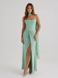Mint Green Stretch Knit Sheath Straight Neck Back Zip Ankle Birthday Dress - Curvevia