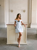 Mist Matte Satin A-Line Off-the-Shoulder Backless Short Homecoming Dress with Bow - Curvevia