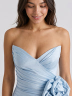 Mist Satin Sheath V-Neck Backless Short Homecoming Dress with Pleating - Curvevia